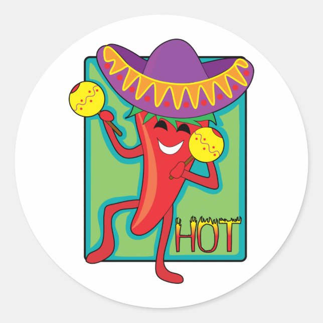 Sticker Rond Chili mexicain (Devant)