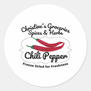 Sticker Rond Chili Pepper jar.