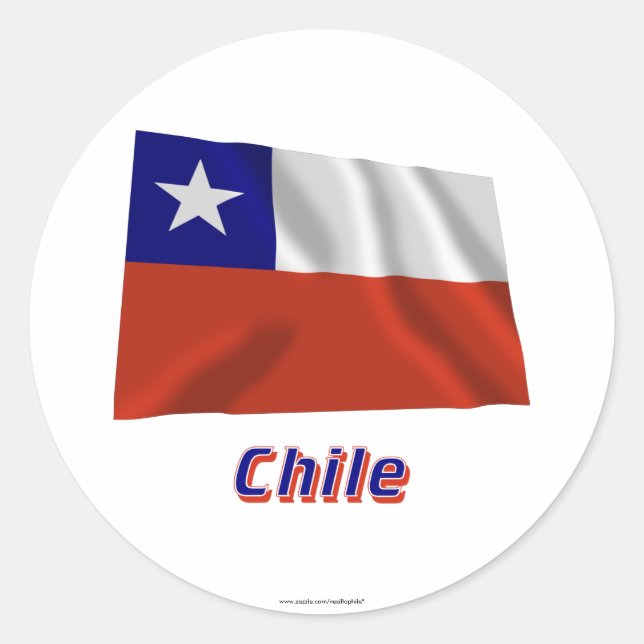 Sticker Rond Chili tenant un drapeau avec le nom (Devant)