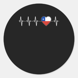 Sticker Rond Chilien Heartbeat I Love Chili Drapeau Heart Count