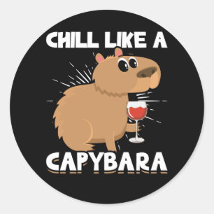 Sticker Rond Chill Capybara Cute Amant Animal