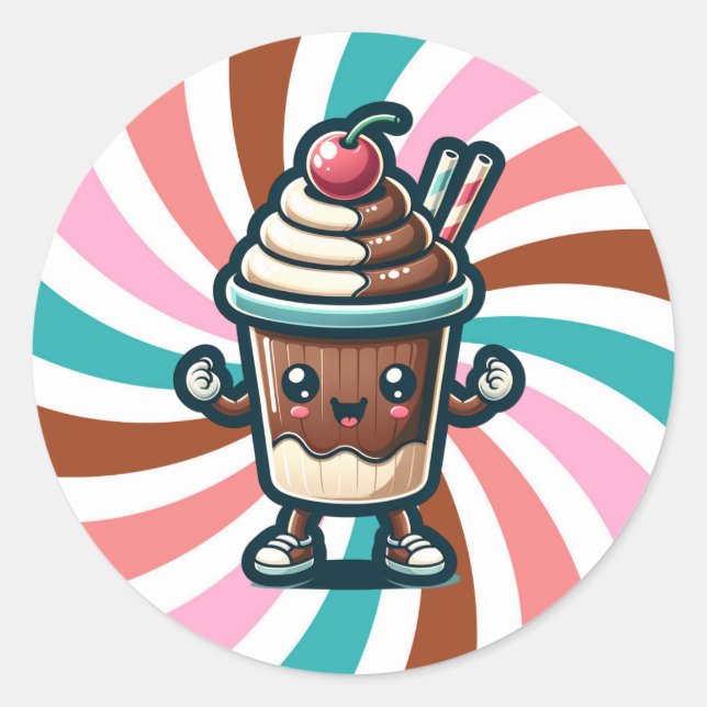 Sticker Rond Chill Chocolat Milkshake Pun (Devant)