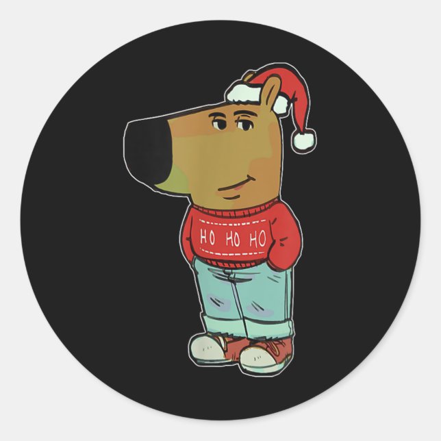 Sticker Rond Chill Guy Meme Wearing Ugly Christmas Sweater  (Devant)