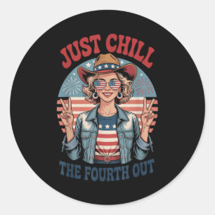 Sticker Rond Chill La quatrième sortie 4 Juillet Indépendance
