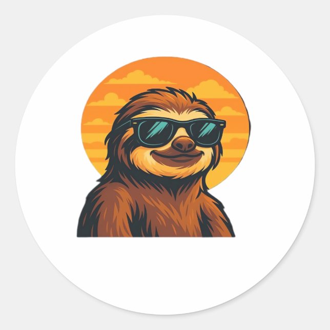Sticker Rond Chill Slots avec lunettes de soleil - Retro Sunset (Devant)