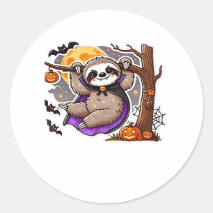 Sticker Rond Chill Thrills Halloween Sloth T-Shirt surdimension