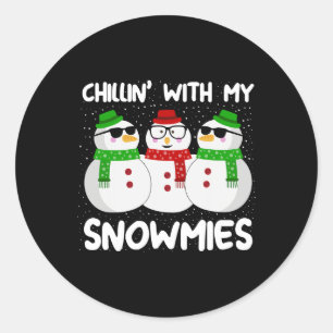 Sticker Rond Chillère de Noël Snowman Avec Mes Neiges Gi moche