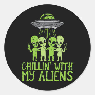 Sticker Rond Chillin Avec Mes Aliens Groupe Toddler Boys Hallow