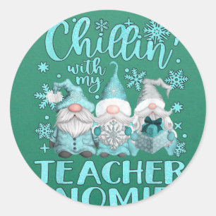 Sticker Rond Chillin Avec Mes Gnomes Professeur Gnome Christmas