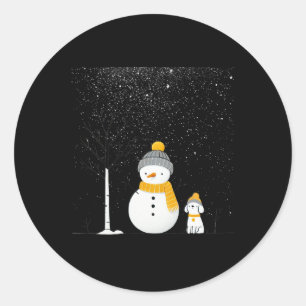 Sticker Rond Chillin avec mes neiges Noël Snowman givré
