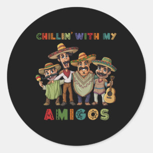 Sticker Rond Chillin avec My Amigos Cinco de Mayo Garçons Enfan