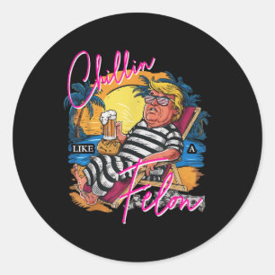 Sticker Rond Chillin Comme Une Bière D'Été Rose Felon