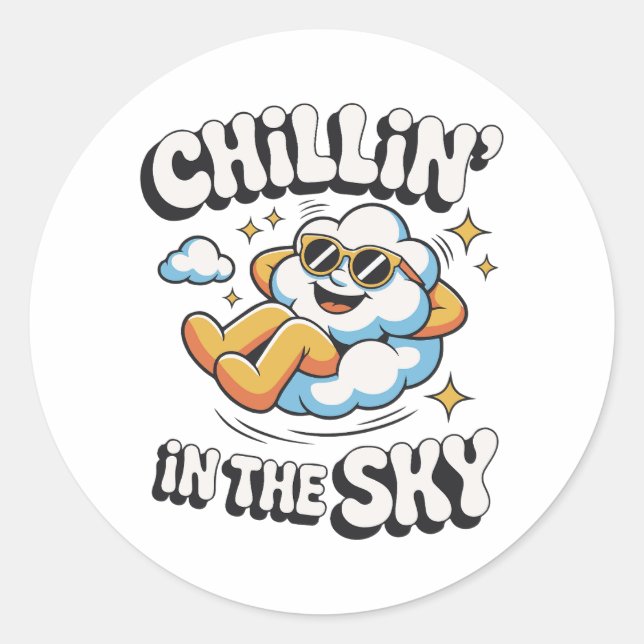 Sticker Rond Chillin' in the Sky Cute Cloud Design pour l'été a (Devant)