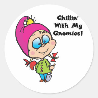 Sticker Rond Chillin mignon Avec Mes Gnomes Design