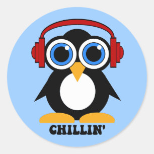 Sticker Rond chilline de pingouin