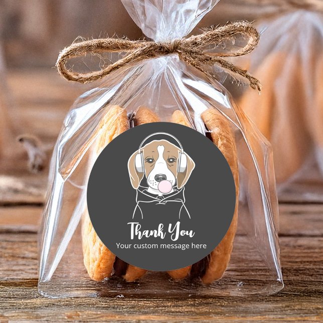 Sticker Rond Chilling Dog Bubblegum mignonne Beagle amusant Mer (Créateur téléchargé)