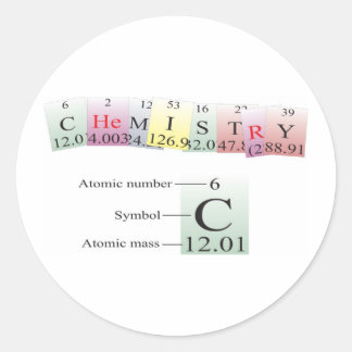 Sticker Rond Chimie épelée avec éléments