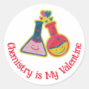 Sticker Rond Chimiste drôle Cute Valentine's Day Chimie Classe