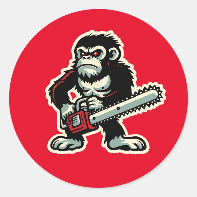 Sticker Rond Chimp de scie (Devant)