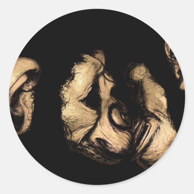 Sticker Rond chimpanzés embrassants (Devant)