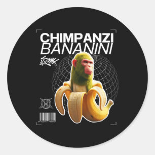 Sticker Rond Chimpanzi Bananini Amusants Caractère Art