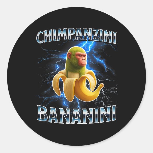 Sticker Rond Chimpanzini Bananini Funny Italien Brainrot mème B (Devant)
