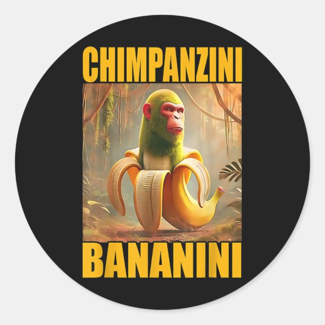 Sticker Rond Chimpanzini Bananini Italien Brainrot Meme Boys, G (Devant)