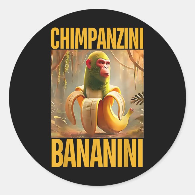 Sticker Rond Chimpanzini Bananini Italien Brainrot Mème Garçons (Devant)