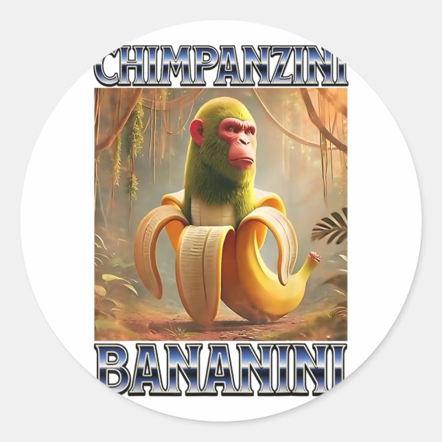 Sticker Rond Chimpanzini Bananini - Mème Italien de Brainrot (Devant)