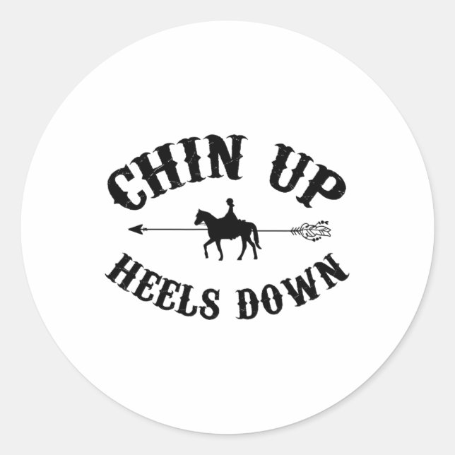 Sticker Rond Chin Haut Talons Bas Cheval équitation équitation  (Devant)
