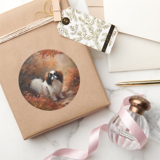 Sticker Rond Chin japonais à l'automne Feuilles automne Inspira (Cadeaux)