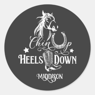 Sticker Rond Chin up talons bas cowgirl cheval amoureux équitat