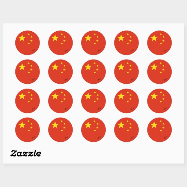 Sticker Rond Chine et drapeau chinois patriotes, vacances / spo (Feuille)