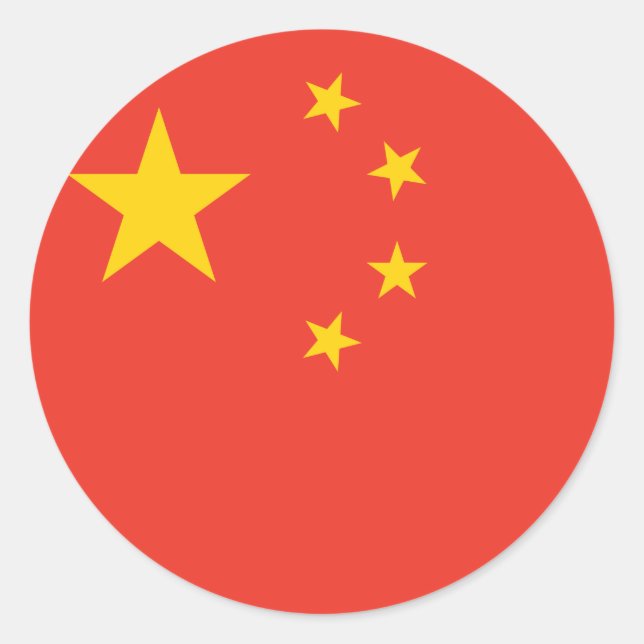 Sticker Rond Chine Pays Drapeau Design (Devant)