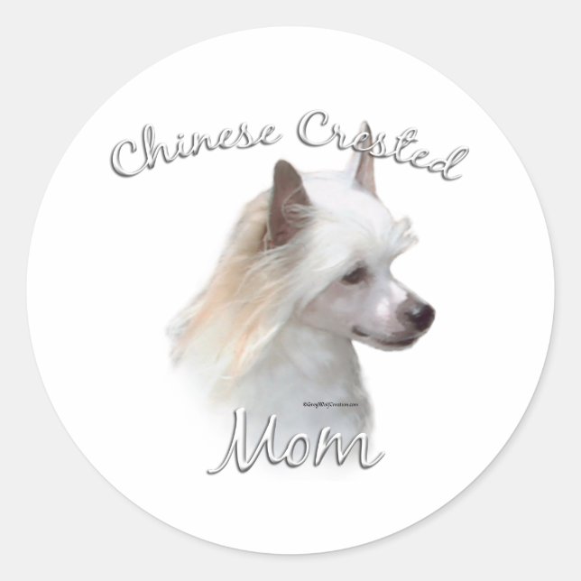 Sticker Rond Chinese Crested (poudre) Maman 2 (Devant)