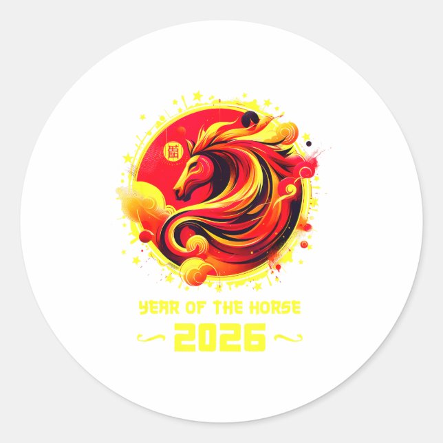 Sticker Rond Chinese New Year 2026 Horse Happy Chinese New Year (Devant)