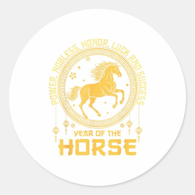 Sticker Rond Chinese New Year 2026 Horse Happy Chinese New Year (Devant)