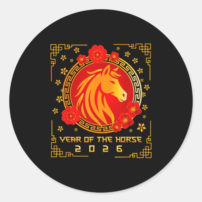 Sticker Rond Chinese New Year 2026 Of The Horse Lunar New Year  (Devant)