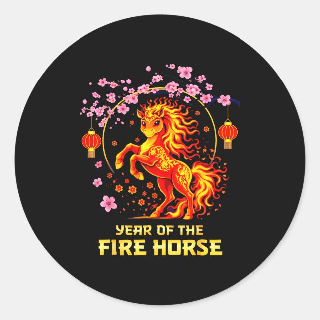 Sticker Rond Chinese New Year 2026 Year Of The Fire Horse  (Devant)