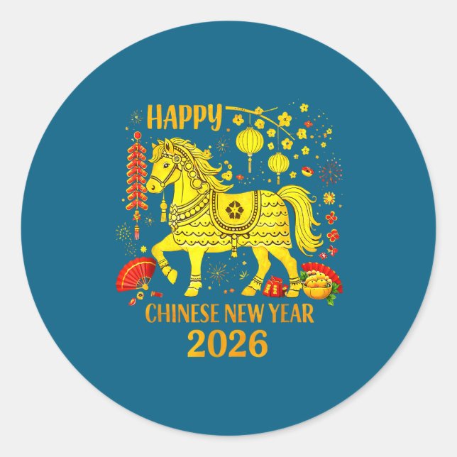 Sticker Rond Chinese New Year 2026 Year Of The Horse 1  (Devant)
