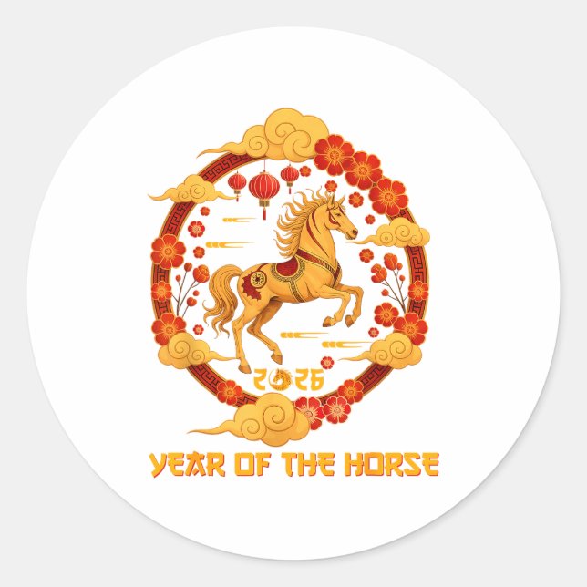 Sticker Rond Chinese New Year 2026 Year Of The Horse 2026  (Devant)