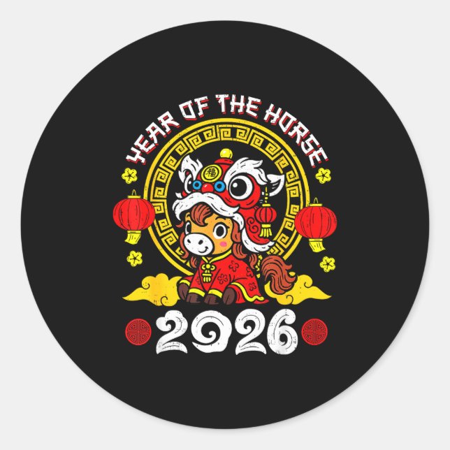 Sticker Rond Chinese New Year 2026 Year Of The Horse Lunar New  (Devant)