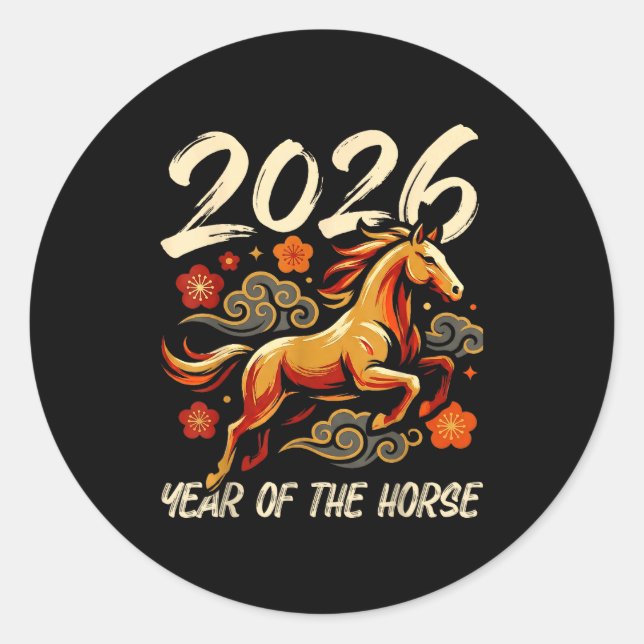 Sticker Rond Chinese New Year Lunar Year Of The Horse 2026  (Devant)