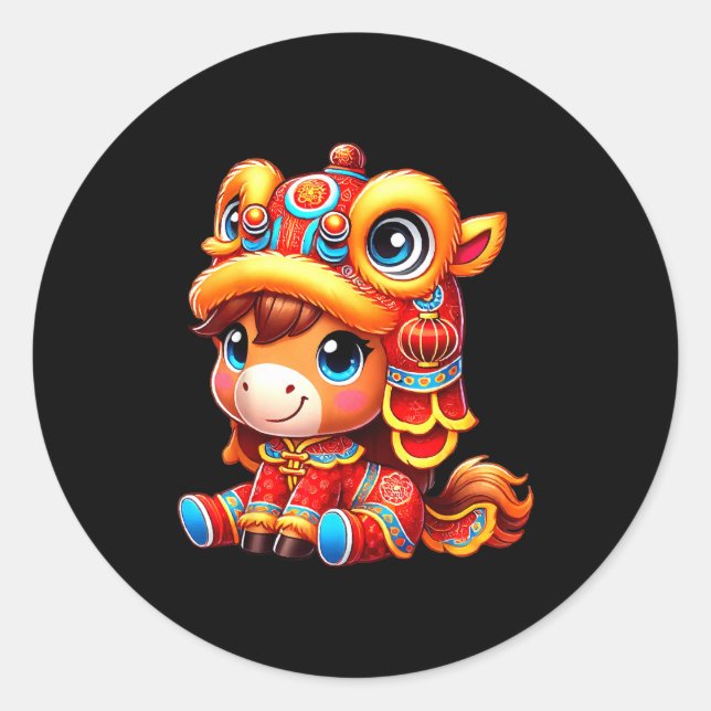 Sticker Rond Chinese New Year Of The Horse 2026 Lunar New Year  (Devant)