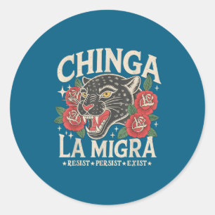 Sticker Rond Chinga la migra pour le fascisme de l'immigration