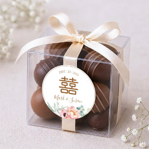 Sticker Rond Chinois Elegant Peony Double Mariage de bonheur