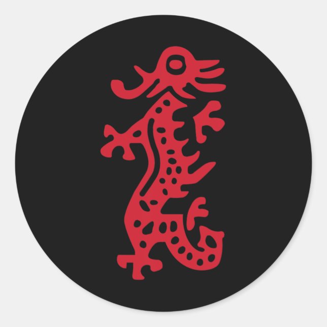 Sticker Rond Chinois Mah Jong Dragon Rouge Carrelage Mahjong Co (Devant)