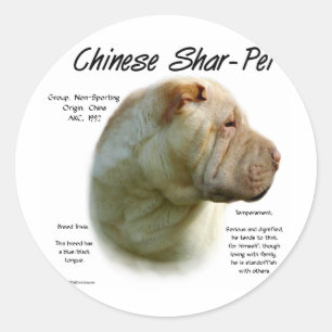 Sticker Rond Chinois Shar Pei Histoire ; chinois shar-pei