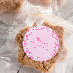 Sticker Rond Chinoiserie blanche chaude Fête des mariées floral