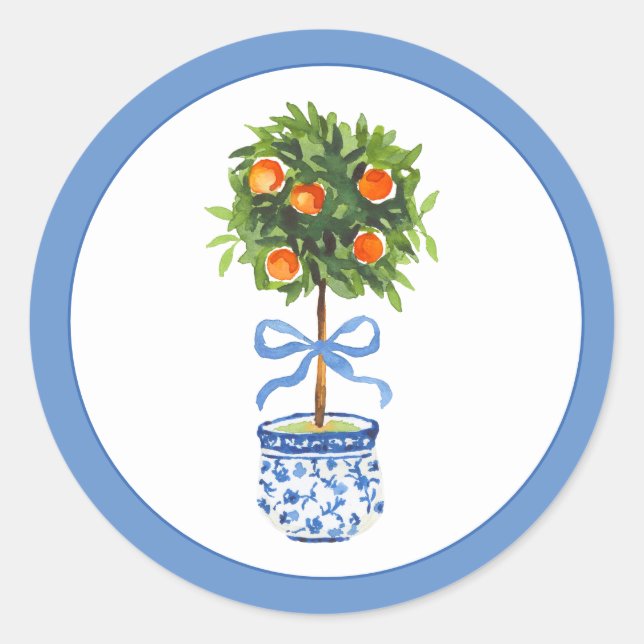 Sticker Rond Chinoiserie Citrus Topiary (Devant)